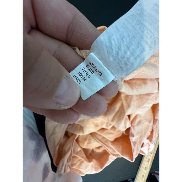 Ann Taylor Large Women Linen Blend Split Neck Shirt Short Sleeve Orange 29-12v - Picture 7 of 7